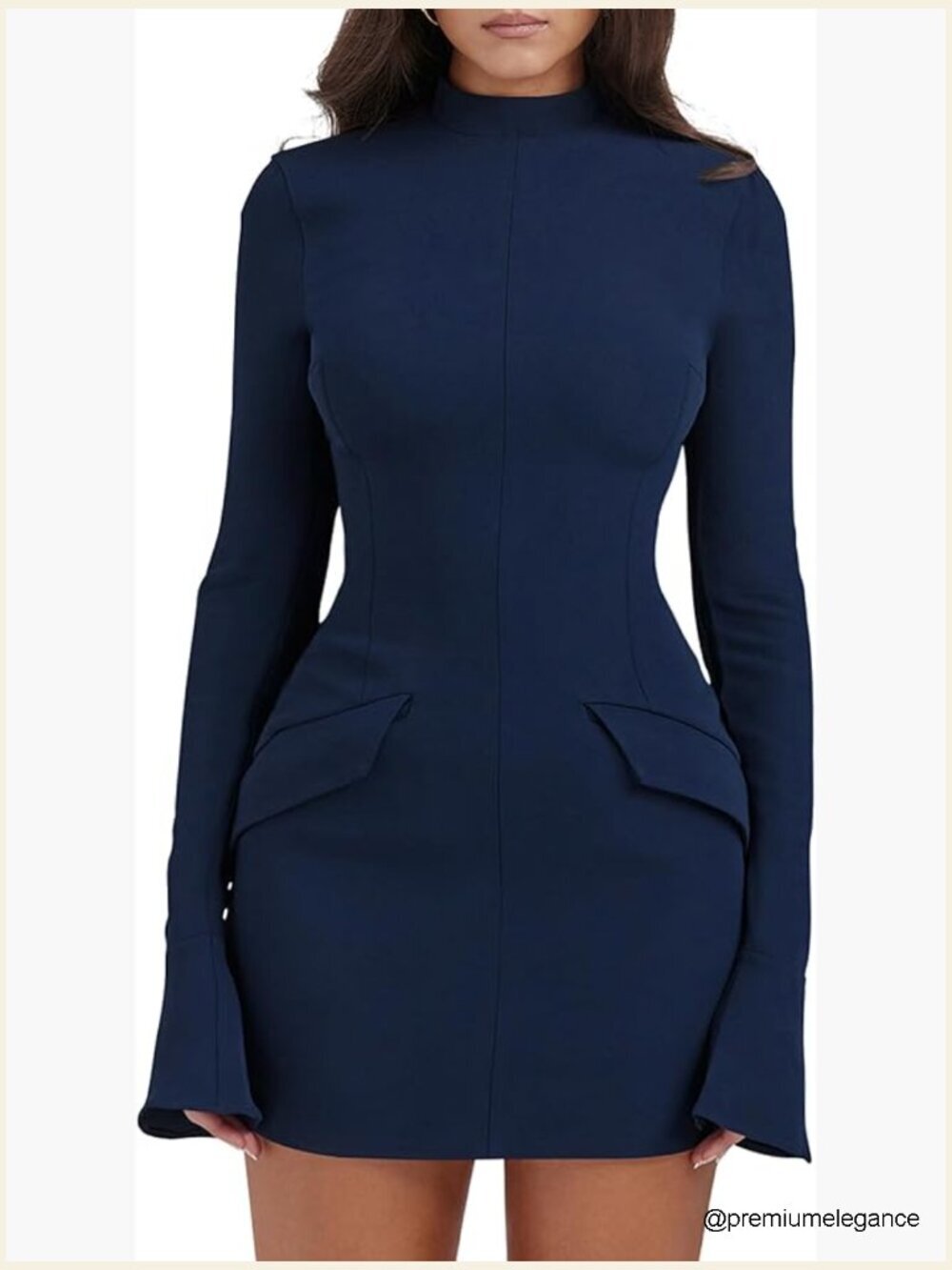 Long Sleeve Mock Neck Bodycon Mini Party Dress